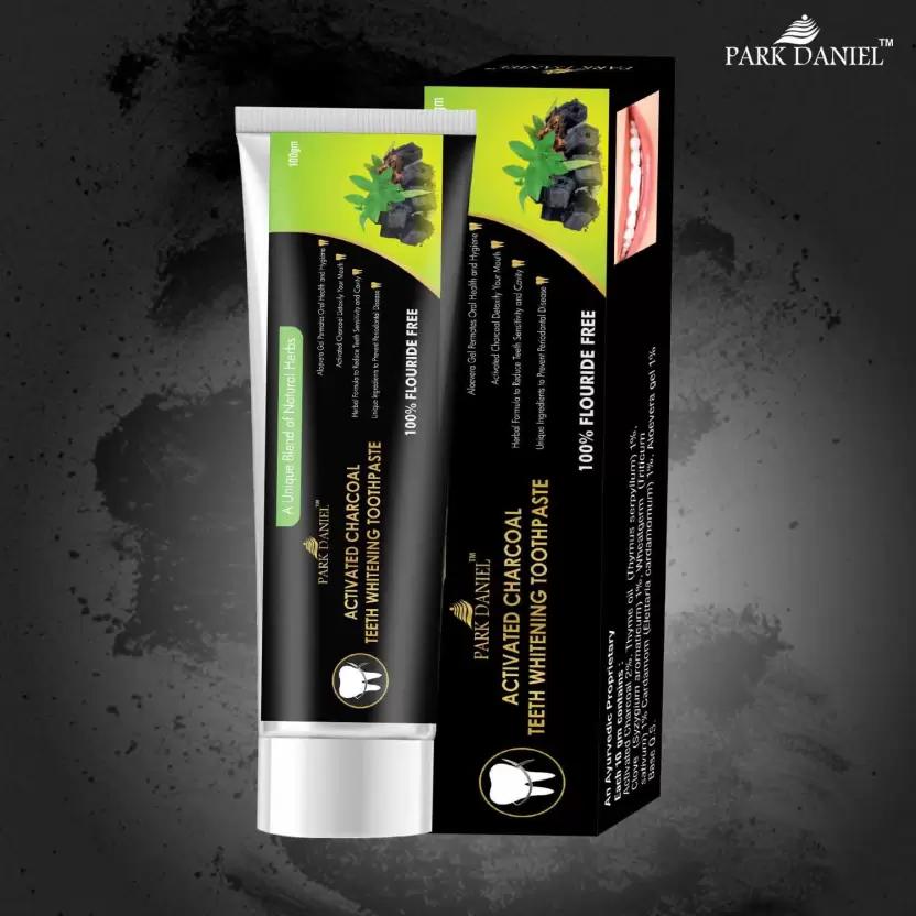 PARK DANIEL Natural Activated Charcoal Teeth Whitening Toothpaste - For Tobacco Stain, Tartar, Gutkha Stain and Yellow Teeth Removal | No Side Effect (100gm) Toothpaste (100)